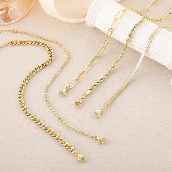 Gold Bracelets for Women Waterproof, 14K Real Gold Jewelry Sets for Women Trendy - Picture 4 of 7